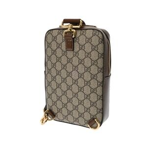 Gucci Tan Leather Supreme Body Waist Interlocking Bag GG Canvas Beige Brown